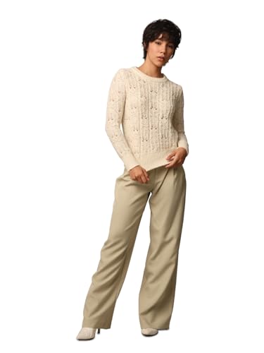 ONLY Women's Regular Fit Beige Sweater