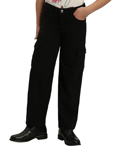 VERO MODA Girl Mid Rise Wide Leg Black Jeans