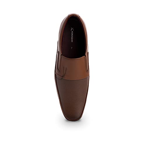 Khadim's Synthetic Leather PVC Sole Embossing Tan Office Wear Formal Shoe for Men Size 6