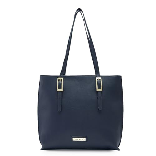 Caprese Jenny Tote Bag, Medium-Navy | Stylish Handbag for Women | Spacious, Versatile Office & Daily Essentials Tote | Top Zip Closure