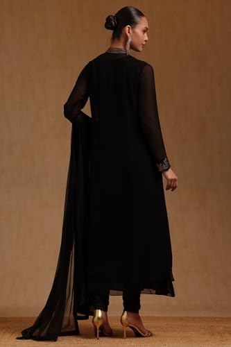 Soch Womens Black Georgette Stone Embellished Salwar Suit
