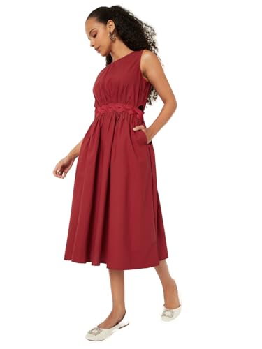 Max Women Solid A-line Dress (Red_XL)