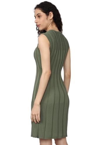 Van Heusen Women's Polyester Modern Mid-Thigh Length Dress (VWFDFRGFY44875_Olive