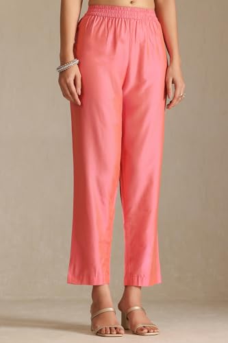 Soch Womens Pink Muslin Embroidered Suit Set With Zari