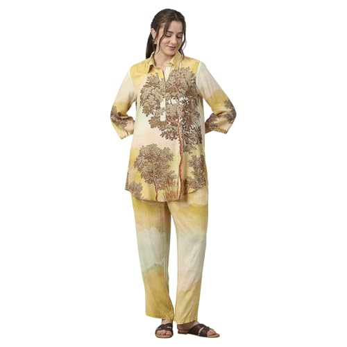 Biba Women Green Viscose Rayon Straight Suit Set_36