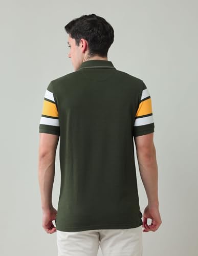 Arrow Sports Men's Striped Regular Fit Polo Shirt (ASAJTS3407_Olive