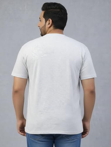 THE SOUTH STORE Men's Grey Melange Round Neck Half Sleeve Printed Plus Size T-Shirt | Budha Tshirt