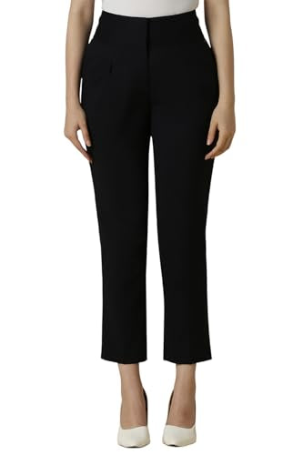 Allen Solly Women Black Regular Fit Solid Formal Trousers