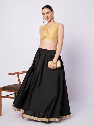 studio rasa Women's Cotton Tissue Key-Hole Readymade Crop Top for Festive Party Wedding(TPWC12606XS_Gold_X-Small)