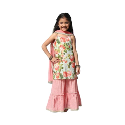 BIBA GIRL PRINTED A Line KID(KW4983_TURQUOISE_11)