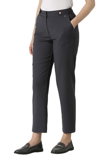 Van Heusen Women Grey Solid Formal Regular Fit Trousers