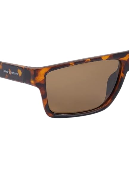 Skechers Men Square Brown Polarized Sunglasses, Large