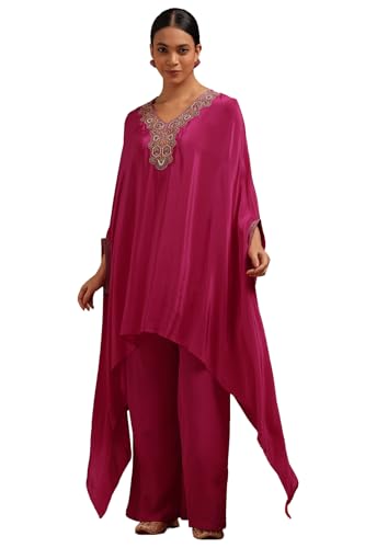 Soch Women's Crepe Kaftan Suit Set (SMUA5KS1079_Fuchsia
