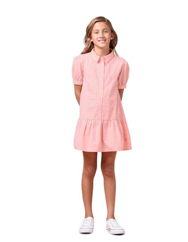 U.S. POLO ASSN. Girl's Cotton A-Line Mini Dress (UGDRS0420 Pink