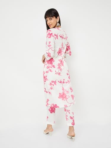 Max Women's Cotton Blend Kurta Set (CTKST54047A_Pink