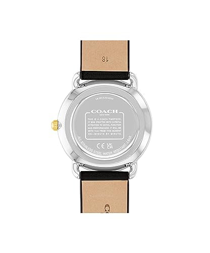 Coach Elliot Qtz Basic Silver White Round Dial Women's Watch|Black Calfskin Material|Black Color Band - 14504198