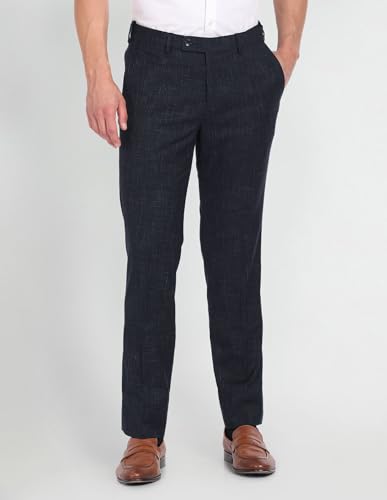 Arrow Patterned Dobby Trousers Navy