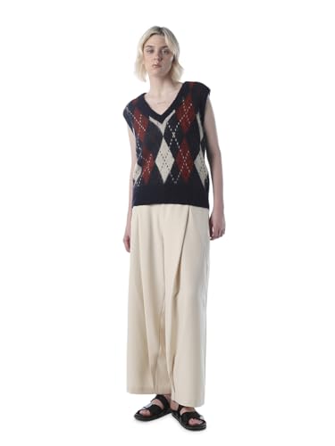 ONLY Women's Colourblocked Regular Fit Navy Blue Sweater