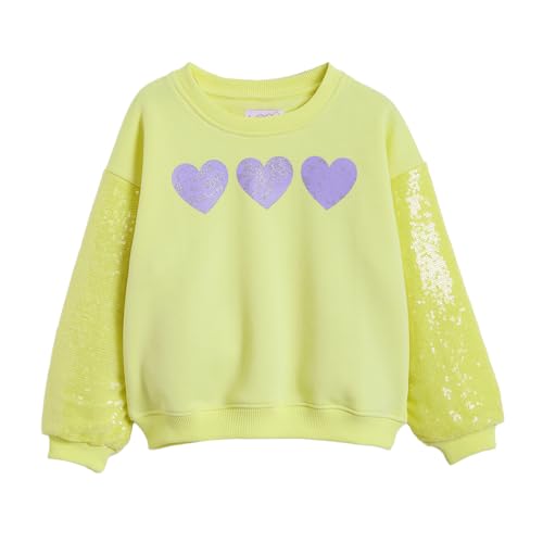 Hopscotch Girls Yellow Full Sleeves Sequin Embellished Sweatshirt for Age (4-5 Years)