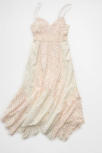American Eagle V-Neck Lace Inset Hanky Hem Midi Dress