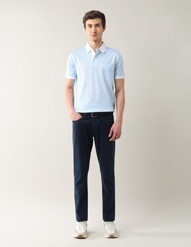 Arrow Men's Printed Regular Fit Polo Shirt (ARAJTS3861_Aqua