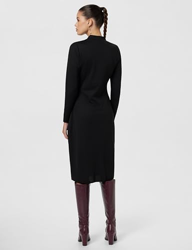ATHENA LIFESTYLE Women's Polyester Bodycon Midi Dress (ADR-17837_Black
