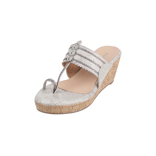 Mochi Women's Dark Beige Fashionable Wedge Heel Sandal UK/2 EU/34(34-30)