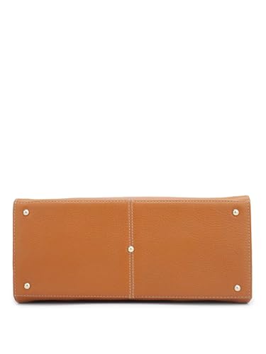 Da Milano Genuine Leather Orange Book Tote (Small) (01446S)