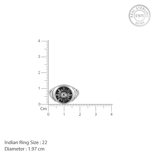 GIVA 925 Oxidised Silver Solace Sun Ring for Him, Fixed Size, Indian -22 | Gifts for Men and Boys | With Certificate of Authenticity and 925 Stamp | 6 Months Warranty