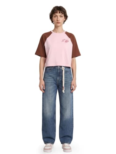 ONLY Women's Typographic Boxy Fit Pink T-Shirt