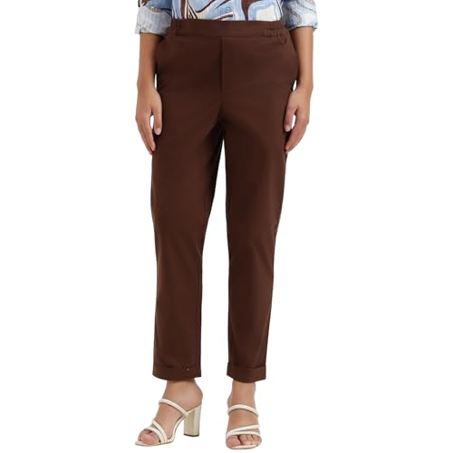 United Colors of Benetton Solid Regular Fit Trousers (Size : XL) - 26P4WVNBT358I902 Brown