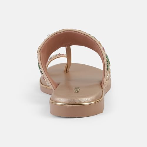 Mochi Women Antique Gold Chappals UK/4 EU/37(35-2374)