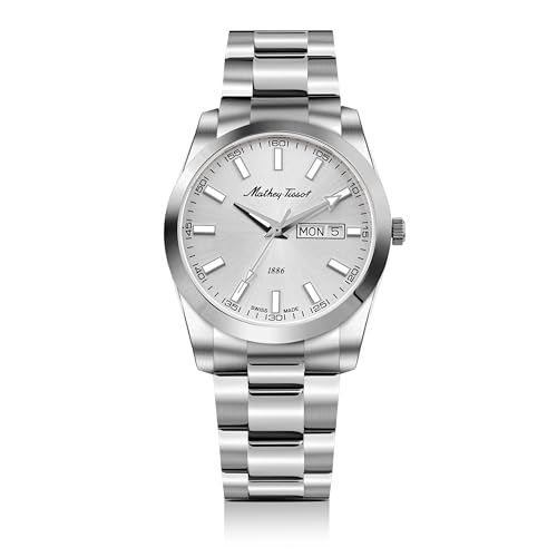 Mathey-Tissot Swiss Made Mathy I Day-Date Quatrz White Dial Analog Watch for Men - H453AS