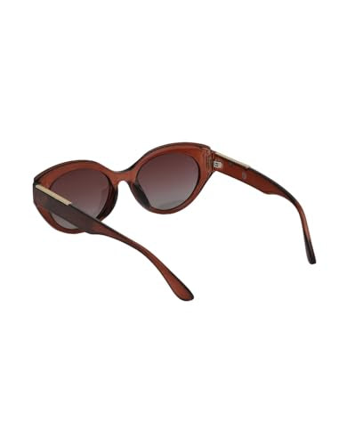Brown with Gold Toned and Brown Polarised Lens Cat Eye Sunglass for women