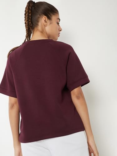 Max Women Striped Boxy Fit Buttersoft Sports T-Shirt(Purple_S)