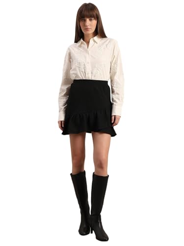 VERO MODA Women's Fit and Flare High-Rise Black Skirt