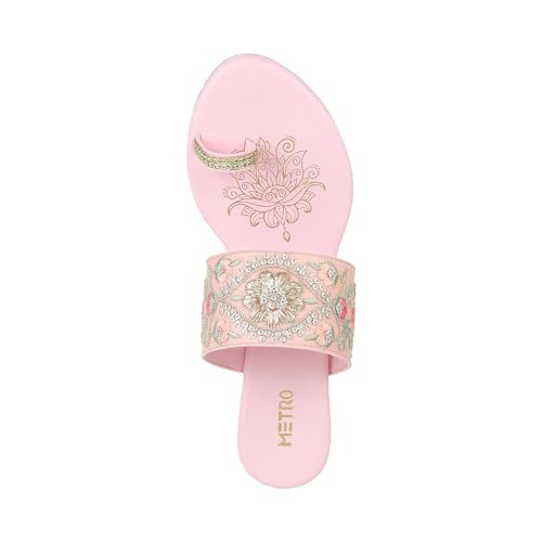 Metro Women Pink Ethnic Wedge Heel Sandal UK/3 EU/36 (32-581)