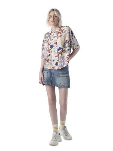 ONLY Women's Graphic Print Oversized Fit White Shirt