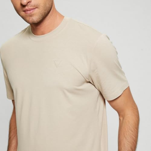 GUESS Pasadena Stone Solid Round Neck Short Sleeves T-Shirt Beige