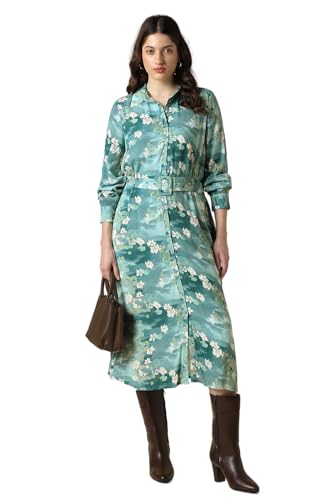 Women Green Print Casual Dress