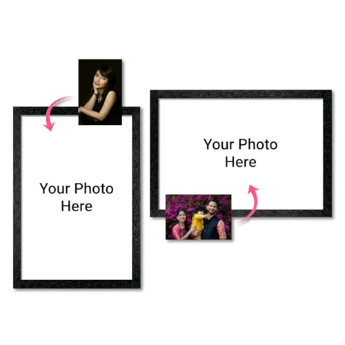 DecorH Customized Photo Frame | A4 Frame (9.5 x 12.5 Inches) | Personalised Picture Frame with Your Photo | Premium Black Frame Wall Decor, Wall Art | Gift for Birthday, Anniversary, Wedding, Family Memories | Orientation - Portrait or Landscape (Pack of