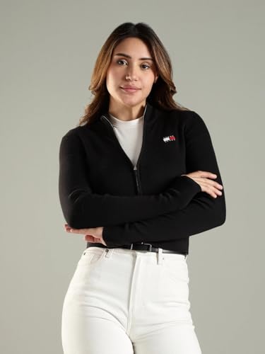 Tommy Hilfiger Women's Cotton Mock Neck Sweaters (F25JWSW011_Black_XL)