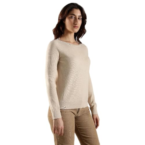 Tommy Hilfiger Women's Cotton Boat Neck Sweaters (F25HWSW015_Beige_XS)
