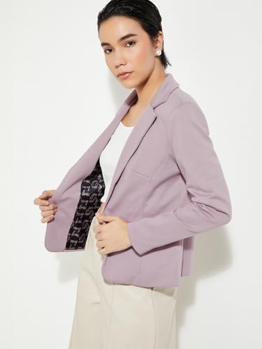 Max URB_N Women Solid Open Front Blazer (Lilac_L)