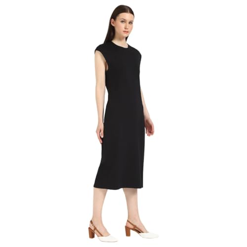 Calvin Klein Jeans Women's Viscose Sheath Below The Knee Casual Dress (44B012G001_Black