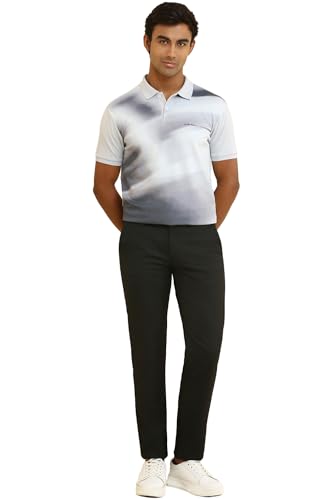 Men Black Textured Casual Trousers