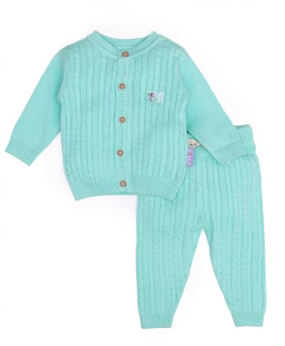 Mi Arcus Unisex Cabel knitted Cardigan with Pajama Clothing Set - Cuddle 2 (4-6 M)