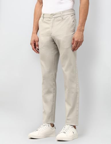 U.S.Polo Association Men's Textured Austin Slim Fit Trousers (USTRO014D_Ecru_34)