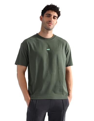 U.S. Polo ASSN. Men's Cotton Oversized Fit T-Shirt (OEE04-PL_Olive, Medium
