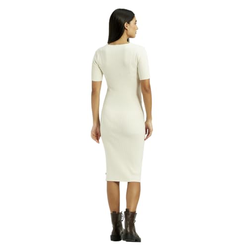 Levi's Women's Textured Cream Round Neck Dress